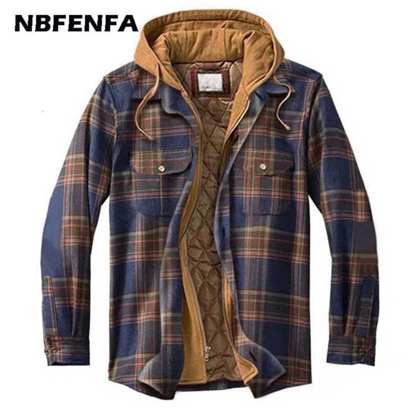 Winter Men Jackets Plaid Coat Male Warm Parkas Hooded Windbreaker Outwear Overall Men Clothing Casual Loose Sport Jacket LX077 211105