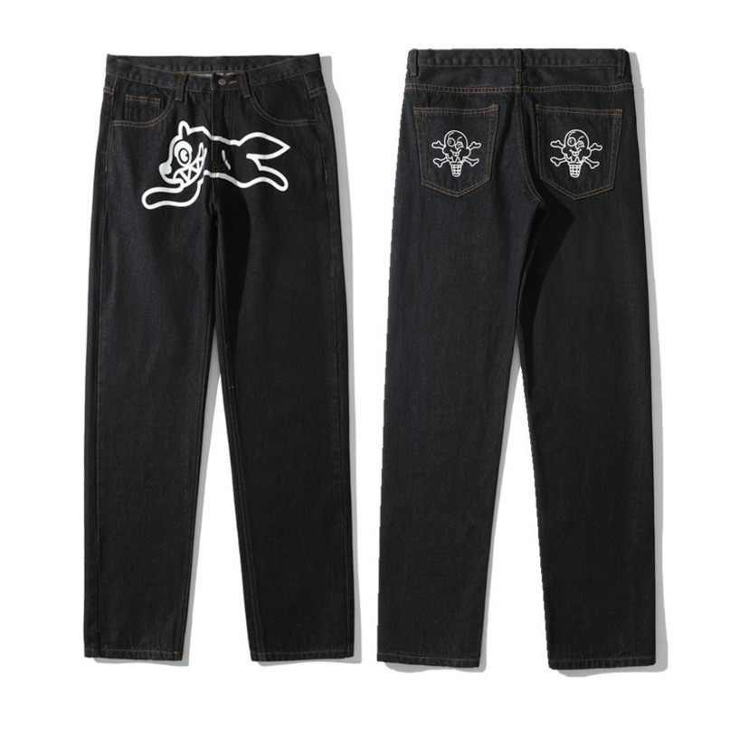 Jeans maschile ropa cani stampa uomo streetwear uomini hip hop pantaloni larghi y2k abiti dritti sciolti pantaloni in denim pantalones vaqueros 2304