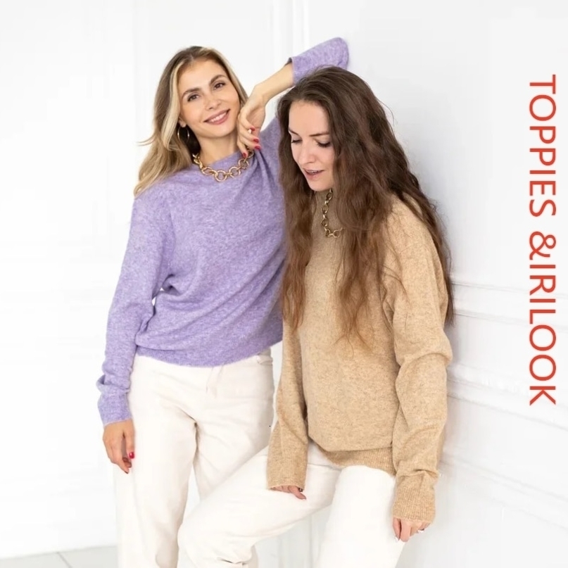 toppies fall women wool sweater cashmere knitted pullover sweater round neck high quality jumper 210218