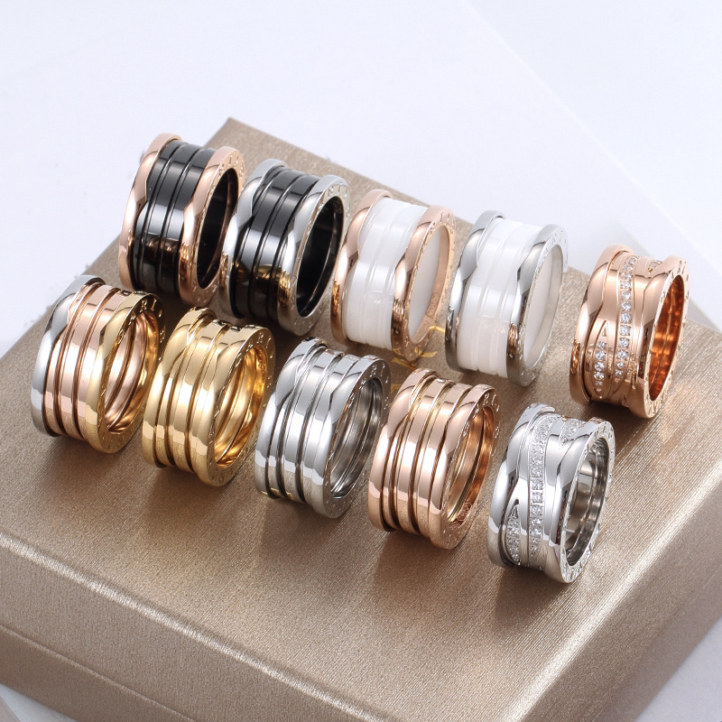 2025 Luxury Brand BV Ring Classic Spring Ceramic Wide and Narrow Edition Ring Fashion Couple Stainless Steel Designer Jewelry for Men and Women