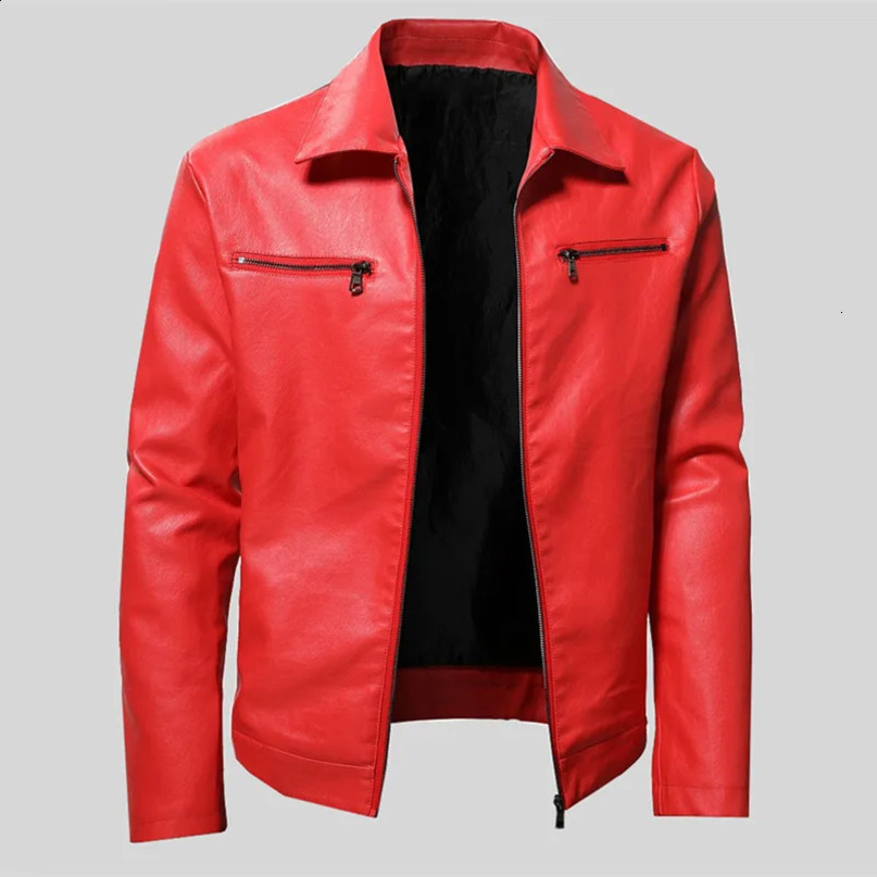 Spring Motorcycle Jacket Mens Flip Collar Casual Leather Fashion Ultra Thin PU Plus Size 5XL 240903