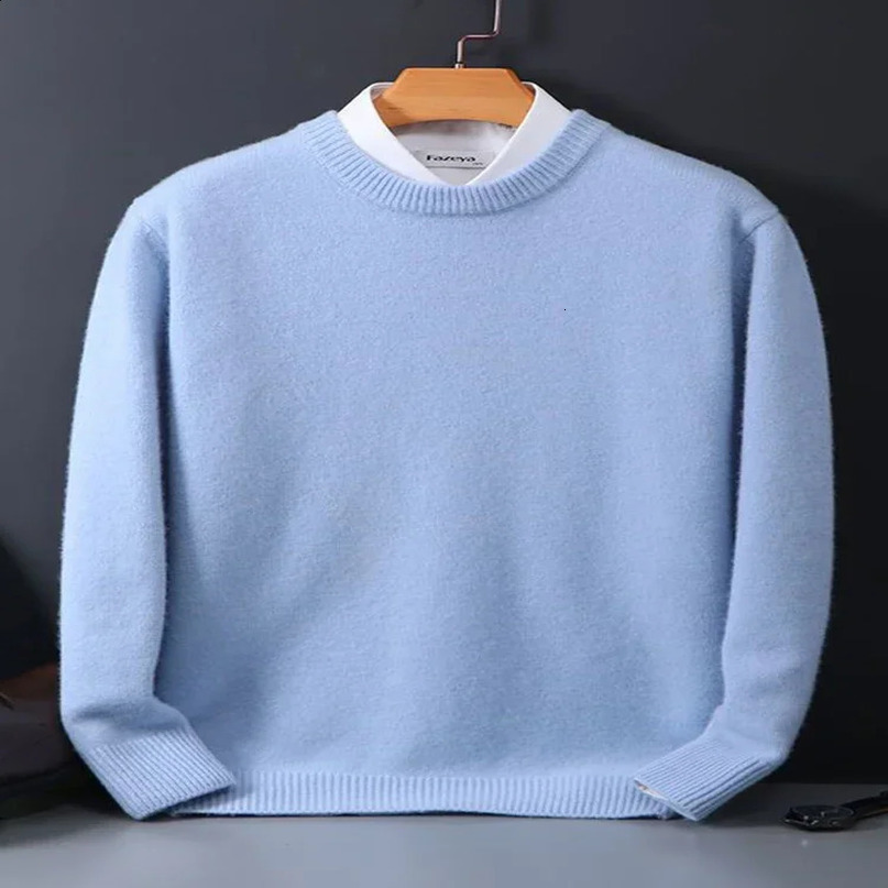 Cashmere Sweater Oneck Pullovers Mens Loose Oversized M5XL Knitted Bottom Shirt Autumn Winter Korean Casual Men Top 240123