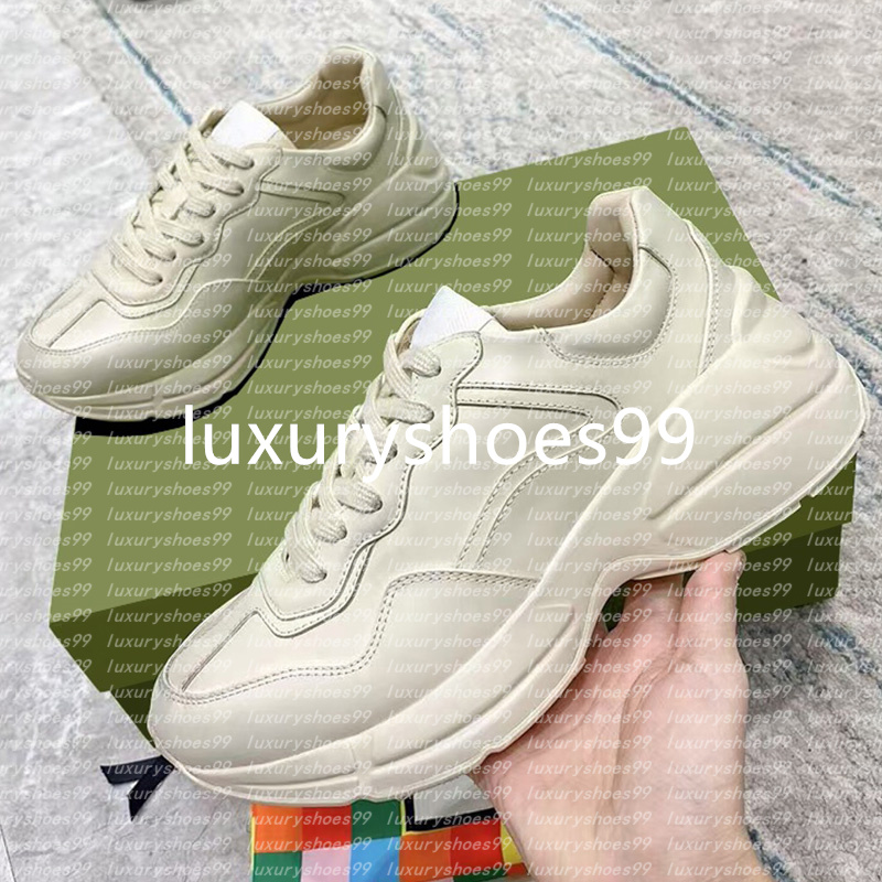 Designer Shoes Rhyton Sneakers Leather Thick Soled Mens Women Dad Sneaker Vintage Chaussures Lace-UP Increase Platform Leisure Tennis 1977-image-940838177