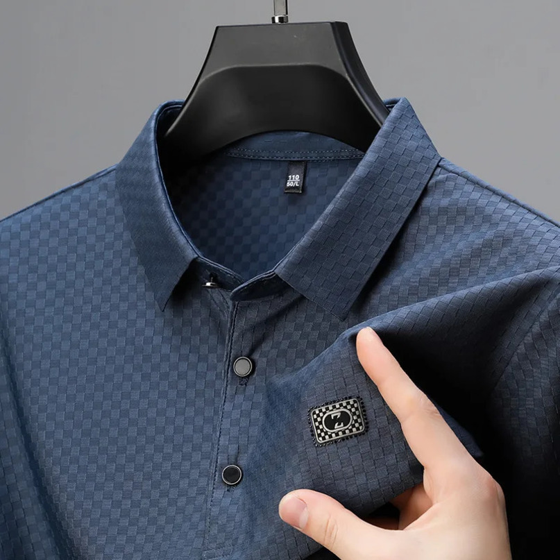 Summer Mens Ice Silk POLO Shirt Lapel Shortsleeved Tshirt Fashion Trend Cool Casual Tops 240529