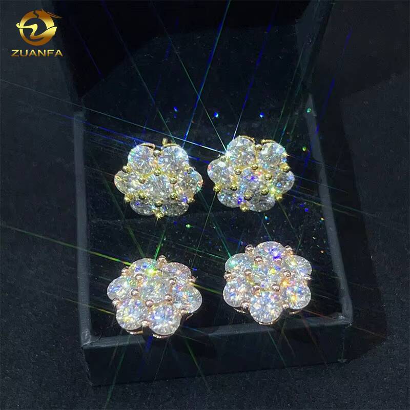 Hot Sale Dropshipping Fashion Jewelry Earrings 18K Gold Plated 925 Silver VVSFl GRA Iced Out Screw Back Moissanite Stud Earring