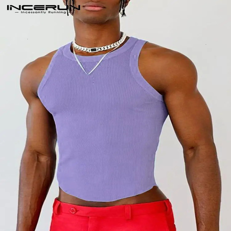 Men Tank Tops Round Neck Sleeveless Solid Color Summer Casual Vests Fitness Streetwear Fashion Clothing S5XL INCERUN 240415