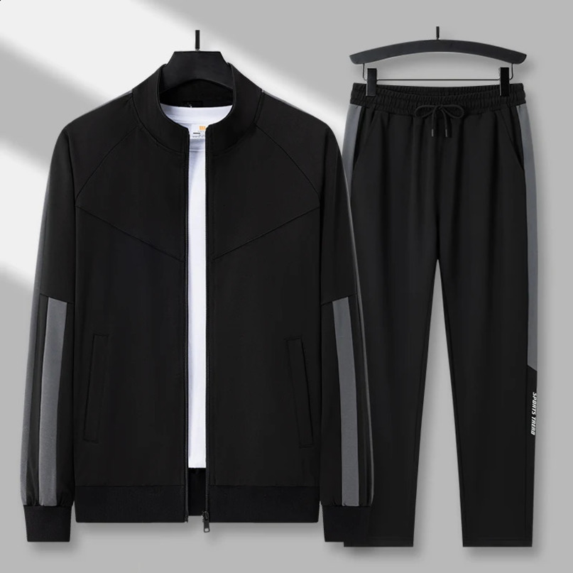 Mens sportswear hooded sweatshirt and sports pants 2piece set fitness gym clothing running spring jogging 240903