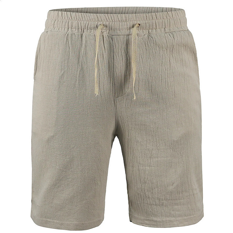 KB Mens Cotton Linen Shorts Pants Male Summer Breathable Solid Color Trousers Fitness Streetwear S3XL 240407