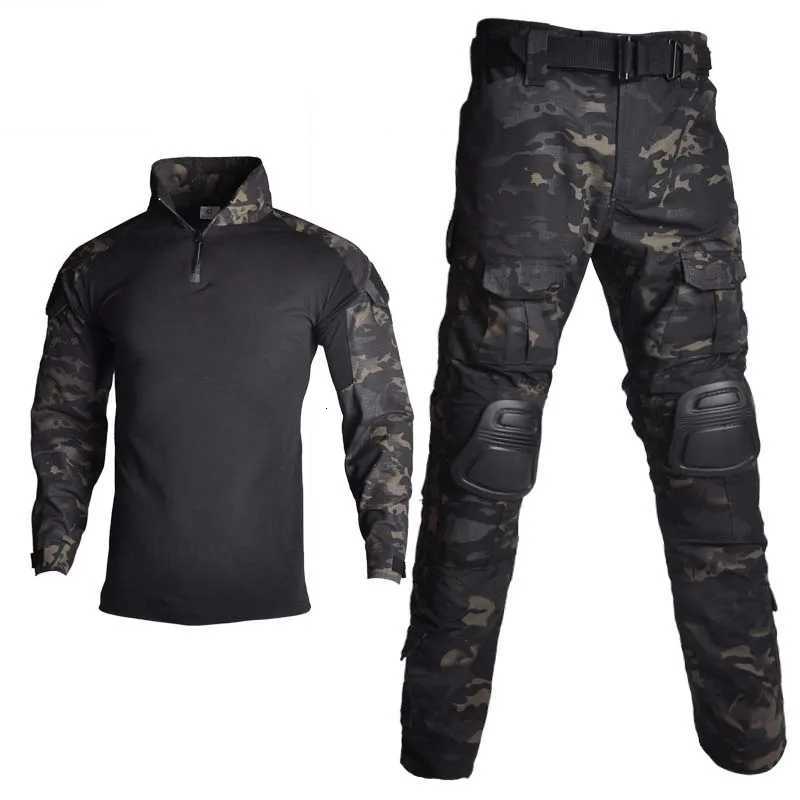 Outdoor Camo Suits Hunting Clothing Men Uniform Tactical Suit Combat Shirt Cargo Pants Knee PadsXJ250924