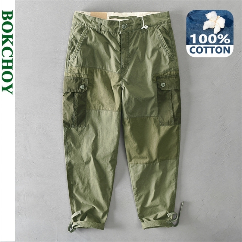 Men's Pants Autumn Winter 100% Cotton Multi-pocket Casual Patchwork Daily Comfortable Cargo Men Clothing AZ312 230317