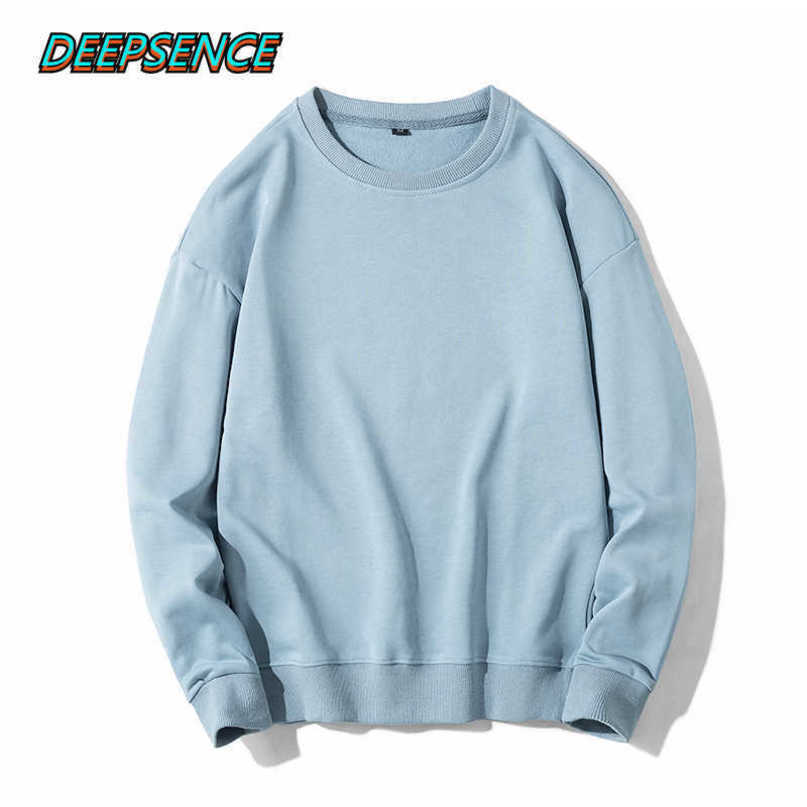 Men Spring and Autumn O Neck Solid Color Cotton Long Sweatshirts Men Casual Loose Fit Hoodies Sweatshirts Men Women 4XL 210720