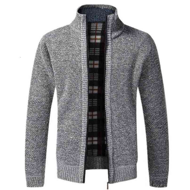 AIOPESON Autumn Winter Men's Jacket Slim Fit Stand Collar Zipper Jacket Men Solid Cotton Thick Warm Jacket Men 210723