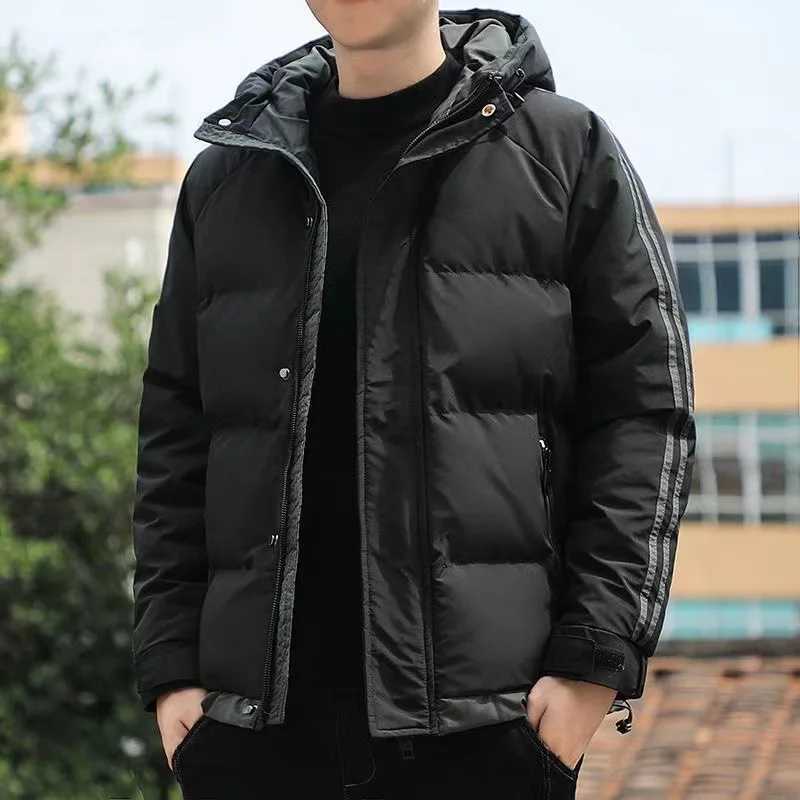 Mens New Winter 2024 Warm Thickened Casual Hooded Solid Color Japanese and Korean Trendy Youth Cottonpadded JacketXJ250924