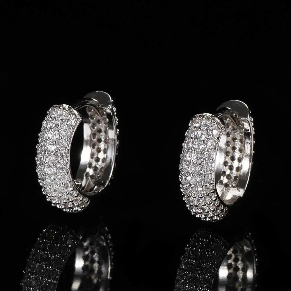Simple Fine Jewelry Earrings Personality Micro Insert Zirconia Earrings Hip Hop Geometric Ice Out Hoop Earrings Men 250922