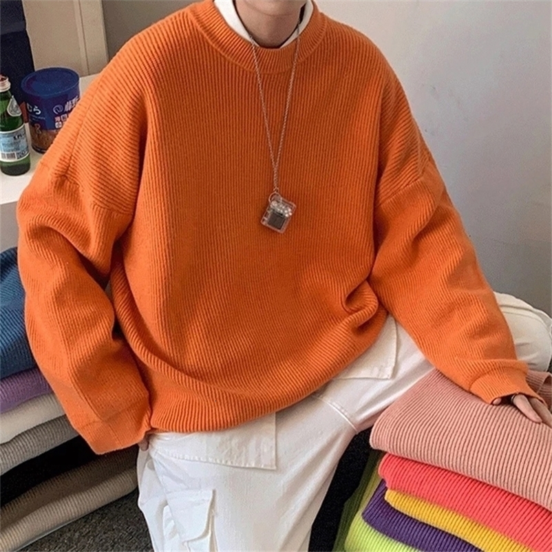 Men's Sweaters Mens Solid Harajuku Warm Knitted Sweaters Pullover Men Vintage 15 Colors Winter Sweater Male Japanese Wool Sweater 220928