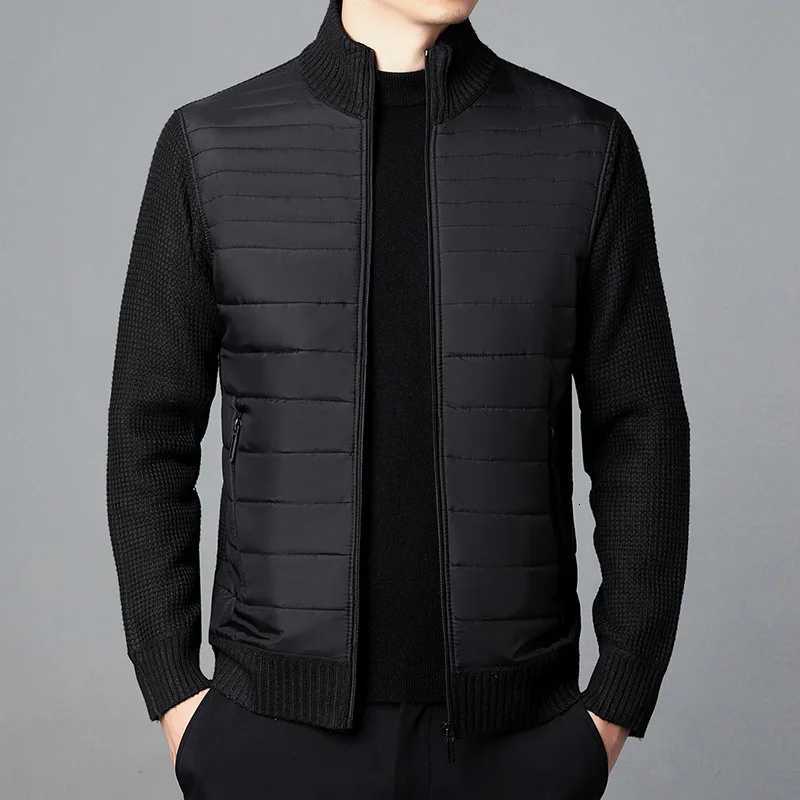 Winter Mens Fleece Jacket Warm Knitting Coat Men Patchwork Casual Knitted Jackets Stand Collar Outerwear Winter Jackets Men 4XLXJ250924