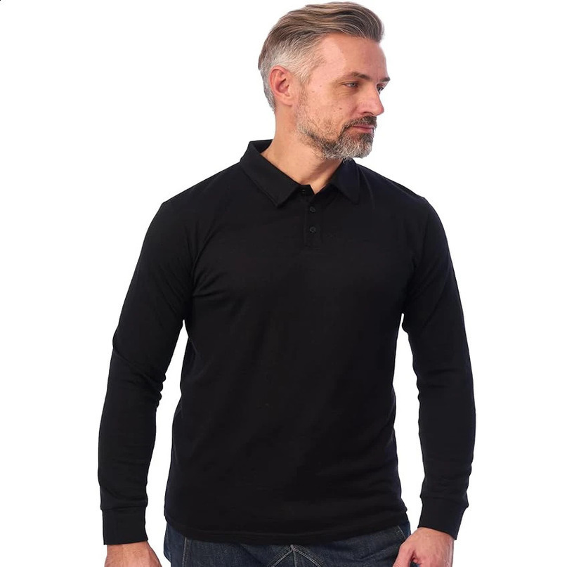 Merino Wool Polo Shirts for Men 87% Base Layer Mens Breathable AntiOdor Thermal Long Sleeve Shirt 280G 241120