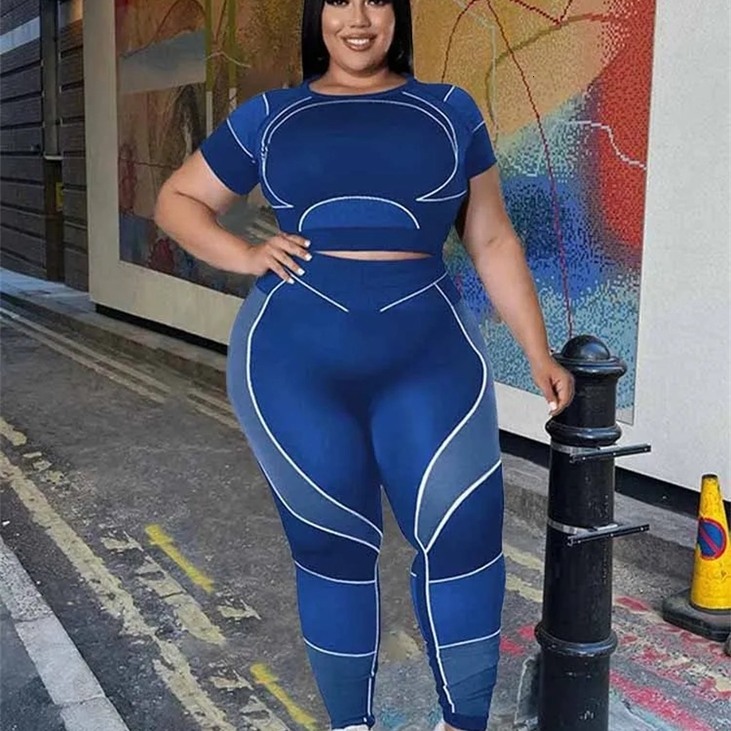 Women Tracksuit 2 Piece Set Plus Size Pants Suit Casual Slimming Leggings Summer Sets Womens Outfits Wholesale Bulk Drop 240816