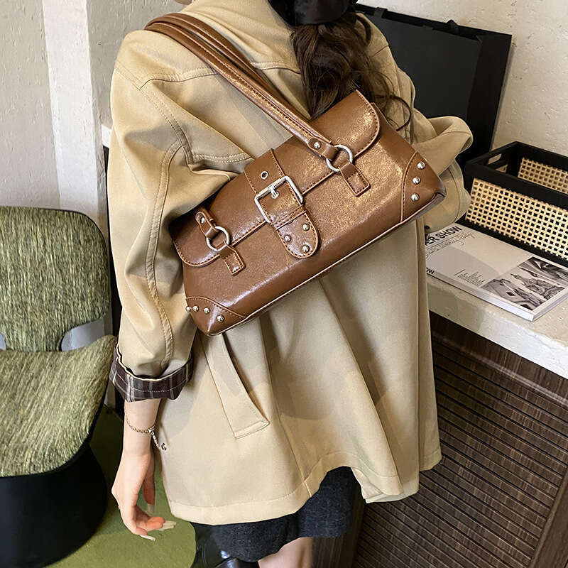 Designer Bags Fashion Tote Bags 2025 New Solid Color Fashion Trend Belt Buckle Motorcycle Underarm Stylish Versatile Single Shoulder Crossbody Bag