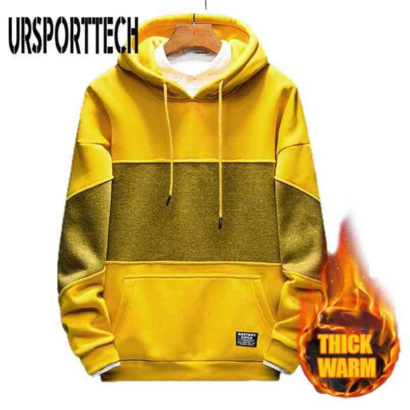 URSPORTTECH High Quality Hoodies Men Spring Autumn Fashion Casual Long Sleeve Streetwear Patchwork Hooded Sweatshirts 210720