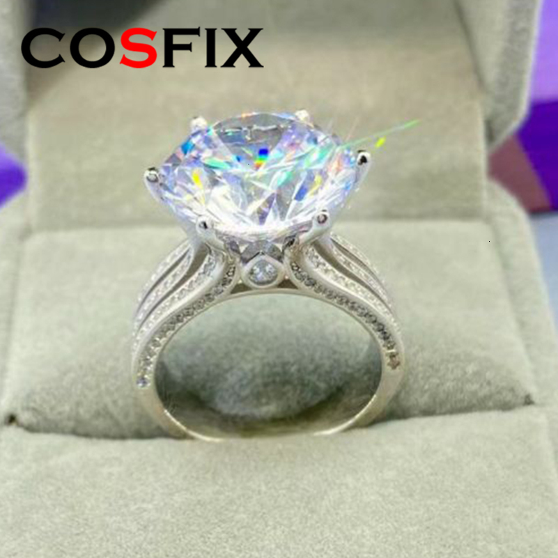 Wedding Rings COSFIX D Color 10 Carat Ring S925 Sterling Silver Plate Pt950 Band Fine Jewelry For Women Wedding Ring Wholesale 230803