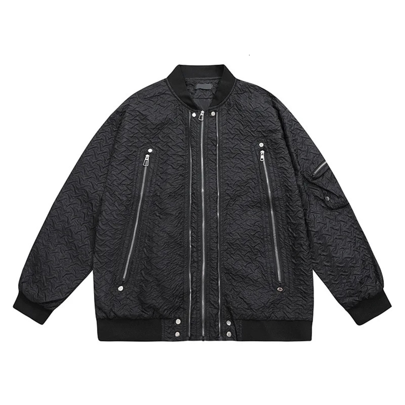 Yprs Mens Vintage American Style Bomber Jacket Zipper Up Casual Loose Fit Baseball Uniform Trendy Wear For Men Women 240829