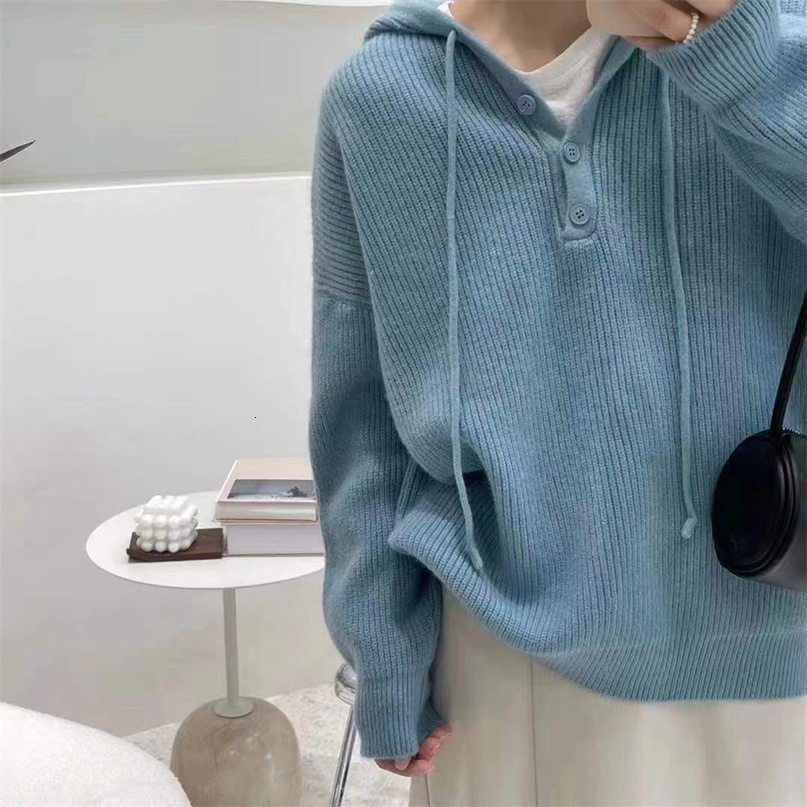Womens Sweaters Sweater Hooded Vintage Pullover Jumper Women Winter Thick Warm Knitted Soft Brown for 230925