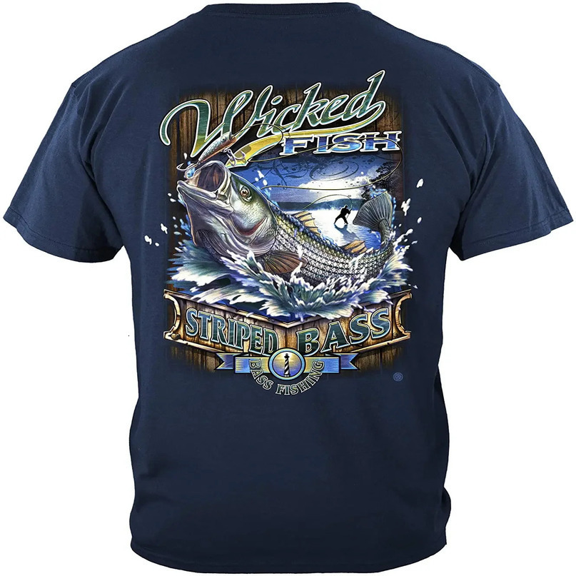 Striped Bass Fishing Anglers Fisherman TShirt 100% Cotton ONeck Summer Short Sleeve Casual Mens Tshirt Size S3XL 240409