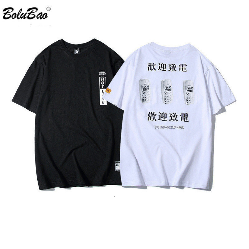 BOLUBAO Men T-shirts Fashion Male Cotton T Shirts Men's Chinese Alphabet Printing T Shirts Hip Hop Street Style 210518