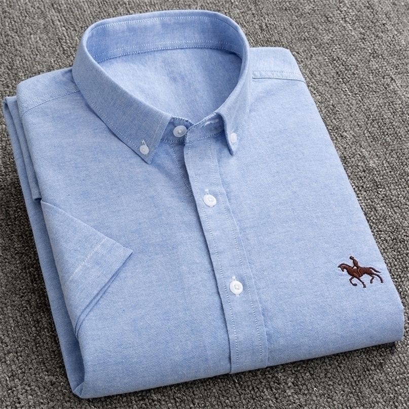 New S to 6xl short sleeve 100% cotton oxford soft comfortable regular fit plus size quality summer business men casual shirts