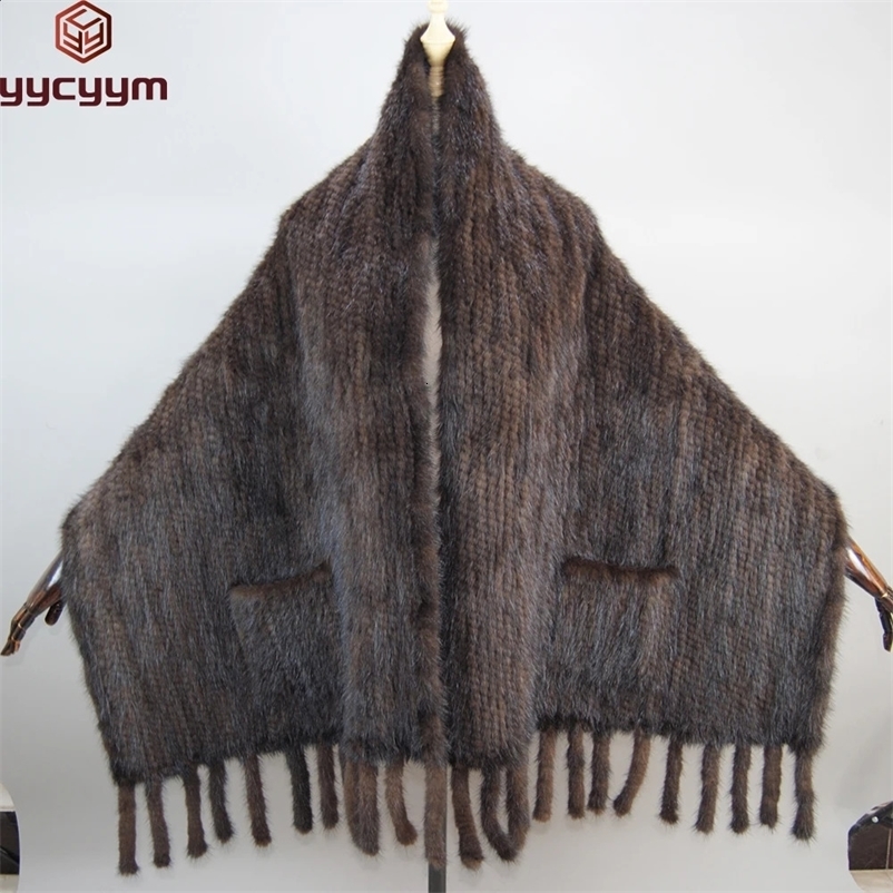 Long winter real mink scarf for women 100% natural real mink shawl for women knitted real mink Pashmina scarf for women241121bj