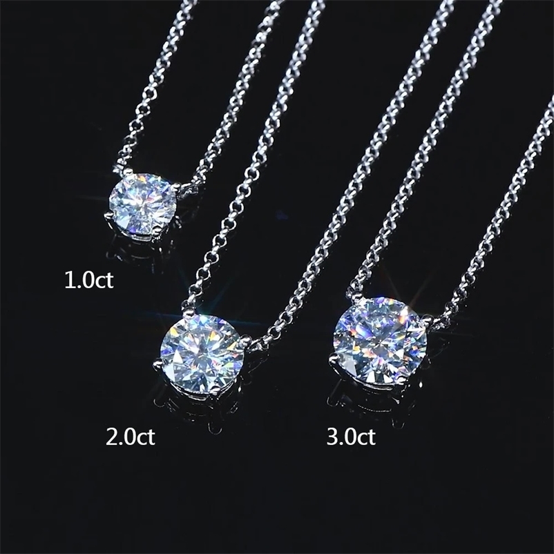Flash 1CT 2CT 3CT D VVS1 Pendant Card Necklace Womens 100% Real Silver 925 Chain GRA Certified Jewelry Gift241204bj