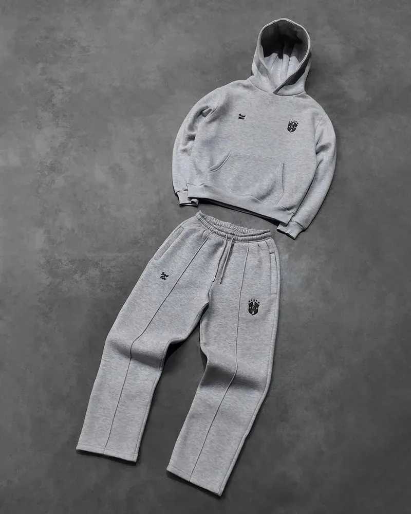 Brazil Hoodies Grey And Jogger 2pcs Set Men Y2k Harajuku Streetwear Hoodie Sportswear Gothic Street Oversized Sweatshirt PantsXJ250924