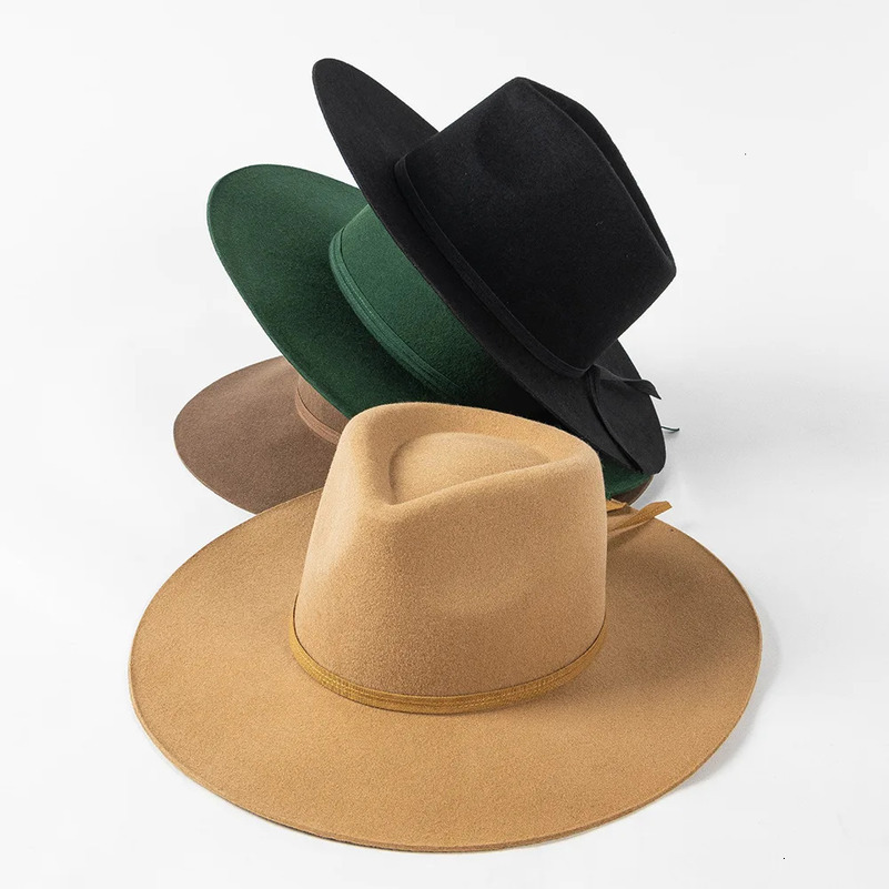 100% Wool Fedora Hat Women Autumn Winter Ribbon Bow Fashion Casual Crown Top Jazz Top Hat Unisex Shopping Warm Bowler Hat 250108