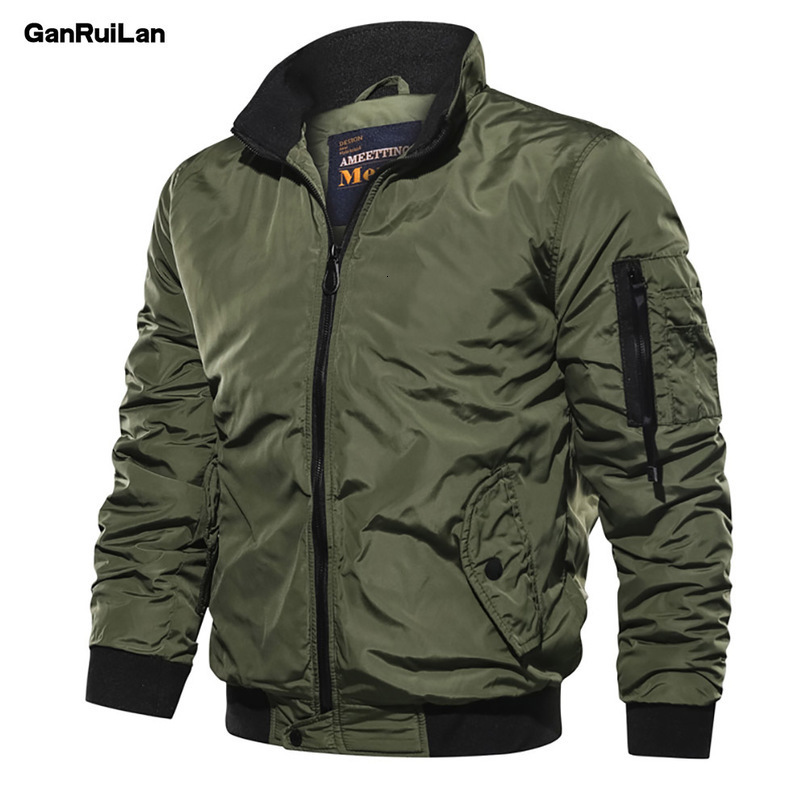 Spring Autumn Men ' s Military Bomber Jackets Men Casual Solid Zipper Pilot Jacket Thin Stand Collar Male Coat Slim Fit 210518