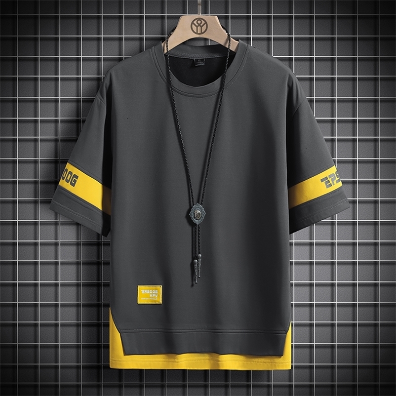 Men's T-Shirts Hip Hop Loose Mens Streetwear T-shirts Casual Classic Summer Short Sleeves Black White Tshirt Tees Plus Oversize 5XL 6XL 230130
