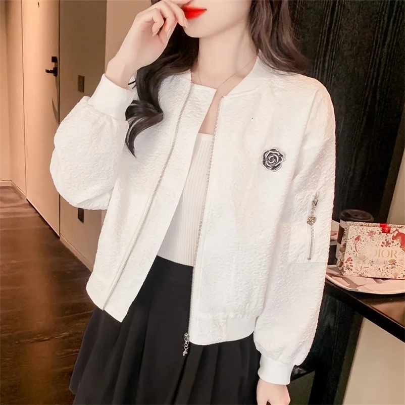 Silk Short Jackets Woman Coats Loose Satin Outwear Solid Color Cloth Zipper Baseball Jacket Spring Autumn Clothes Female Jacket 240408