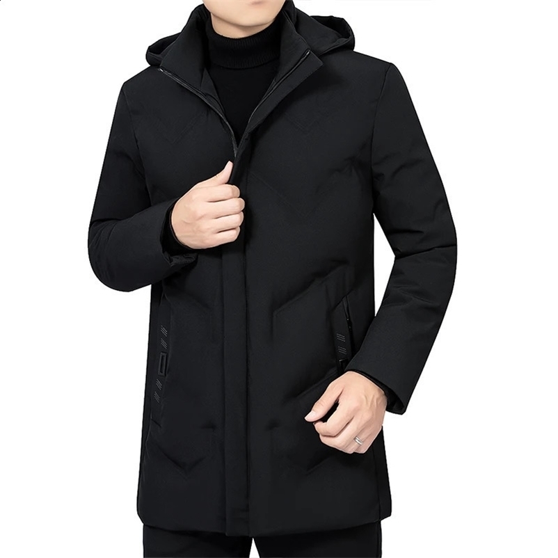 Male Winter Jacket Men Thicken Warm Men Parkas Hooded Long Coat Fleece Mens Jackets Outwear Windproof Padded Down Parka 240913