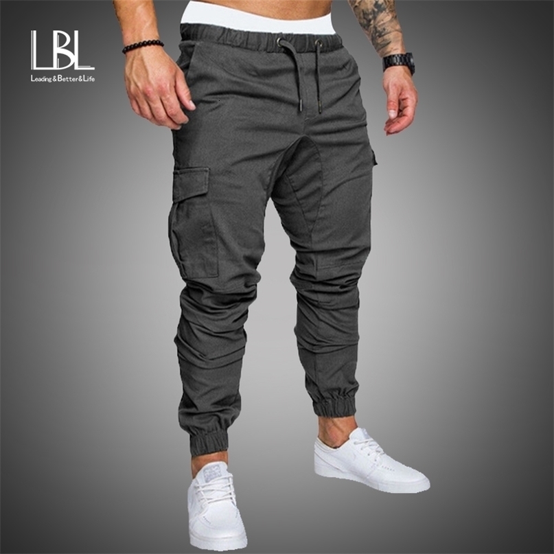 Casual Joggers Pants Cargo Solid Color Men Cotton Elastic Long Trousers pantalon homme Military Army Pants Men Leggings 211008