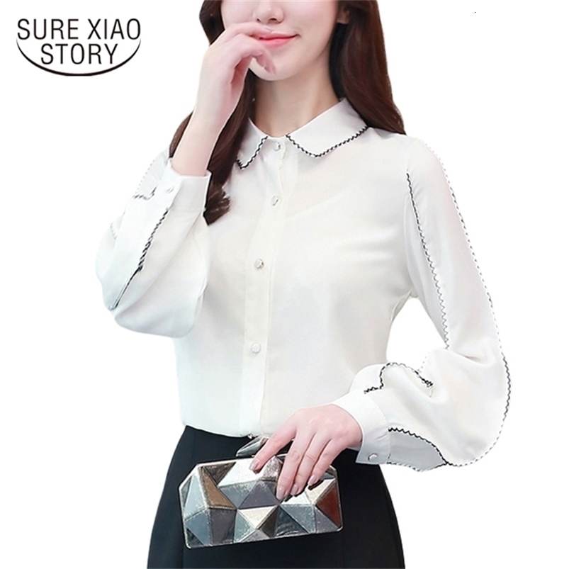 spring long sleeved blouses fashion women tops office lady style elegant slim shirts chiffon clothing d380 30 210506