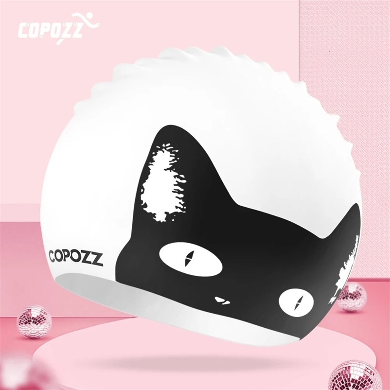 COPOZZ 3D Elastic Professional large gel cap waterproof protection adult men and women long hair swimming cap cover ear bone swimming pool 240429bj