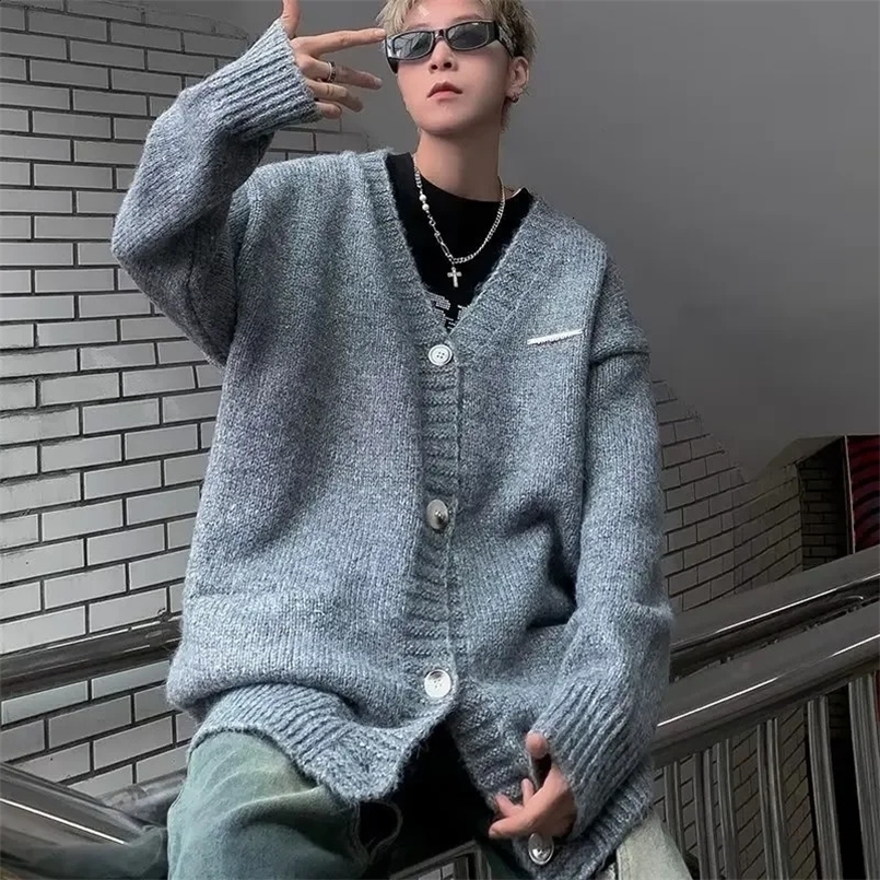 American Vintage Casual Cardigan Sweater For Men Women Loose Fit Autumn Winter Idle Style Trendy Knitwear Jacket 240829