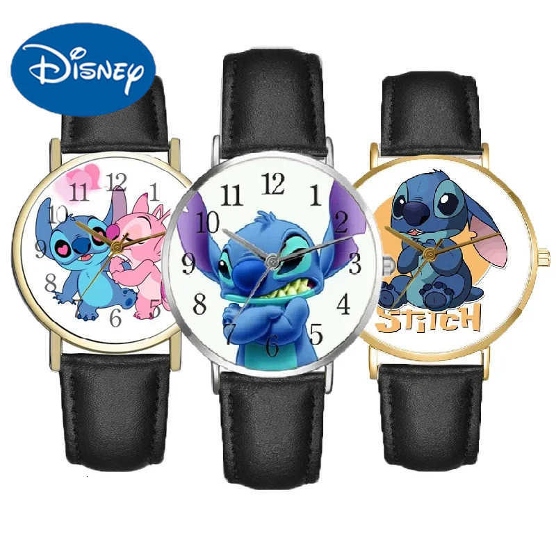 Disney Stitch Cartoon Childrens Watch Movie Anime action figure PU Belt Pointer Digital Quartz watches for kids Birthday Gifts H250924-image-1076678723