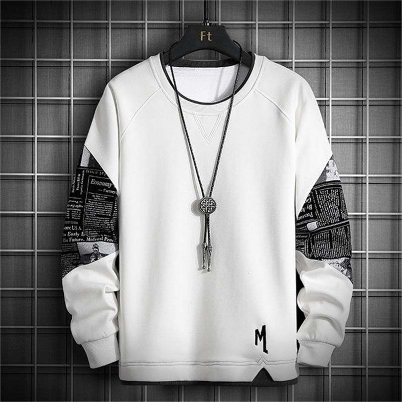 Men Harajuku Hoodie Casual Hip Hop Sweatshirt Stitching Print Hoodie Male ONeck Fashion Mens Clothing Multi Color Mens Top 220811