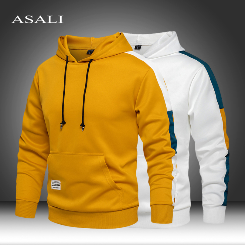 Male Patchwork Hip hop Hooded Pullover Men Solid Harajuku Hoodies Autumn Korean Sweatshirts Japanese Streetwear Clothes 220816