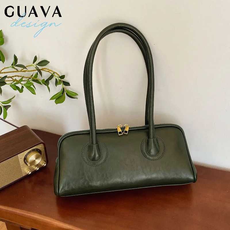 Bag de baguette portable de mode Retro High Quality PU Largecapacity Bowling Underarm Sac épaule Niche Design Light Luxury W250924