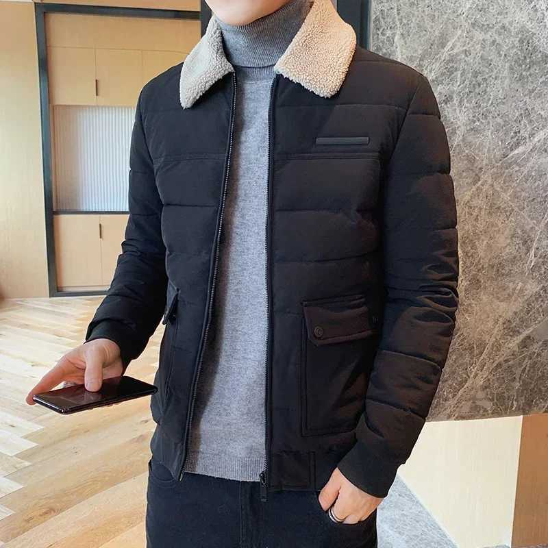 2024 Winter Mens Jacket Outdoor Windproof Warm Youth Slim Trend Cottonpadded Jacket Business Lapel Thick Coat Mens ClothingXJ250924