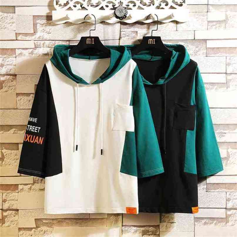 Casual Short Sleeves Hoodies Summer Hip Hop Loose Skateboard Casual Men's Streetwear PUNK Clothes Plus Oversized 6XL 7XL 210720