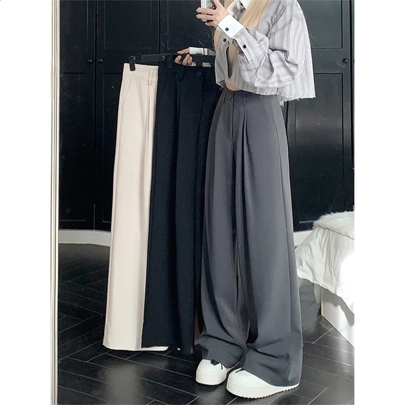 MEXZT Korean Black Wide Leg Pants Women Streetwear Suit Pants Summer Elegant Fashion Solid High Waist Baggy Straight Trousers 240729
