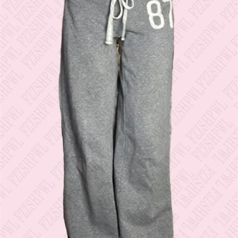 American style high street casual womens gray trousers emo girls Y2K retro streetwear gothic hip hop number print tie rope pants 240923